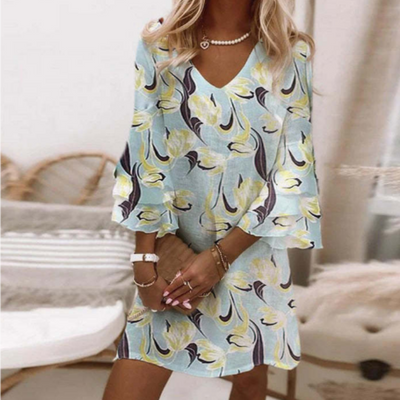 Bedrucktes Sommerkleid Mit V Ausschnitt Für Damen | Mini