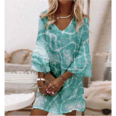 Bedrucktes Sommerkleid Mit V Ausschnitt Für Damen | Mini