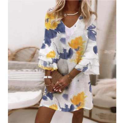 Bedrucktes Sommerkleid Mit V Ausschnitt Für Damen | Mini