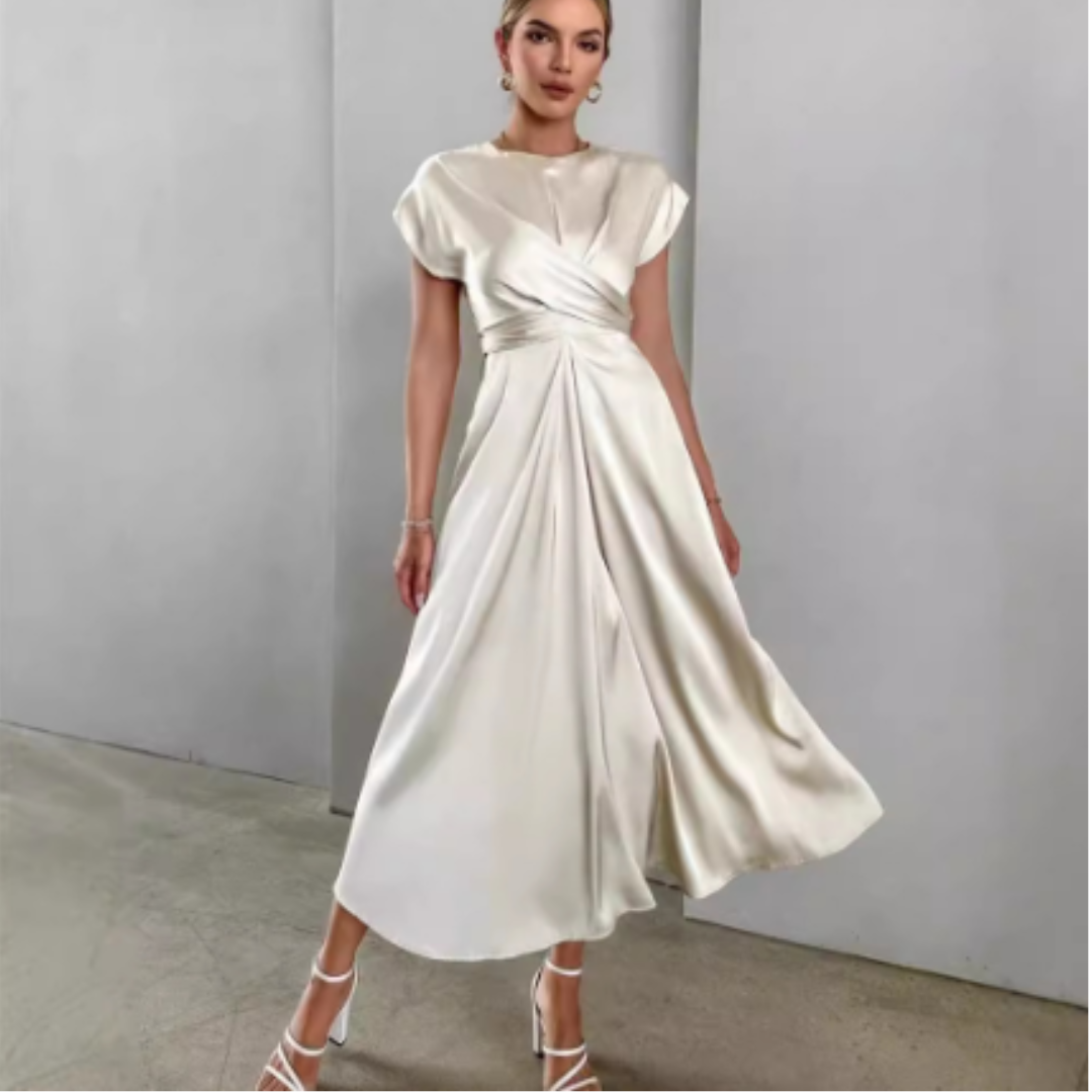 Kurzärmliges Wickelkleid Für Damen | Midi