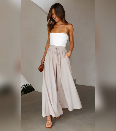 Zavando - Weites Bein Lose Hohe Taille Hosen