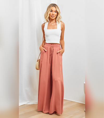 Zavando - Weites Bein Lose Hohe Taille Hosen