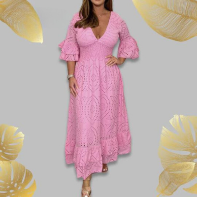 Zavando - Kleid mit V-Ausschnitt und floralem Muster