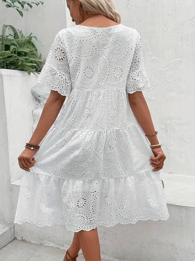 Zavando - Weißes Sommerkleid mit Stickerei