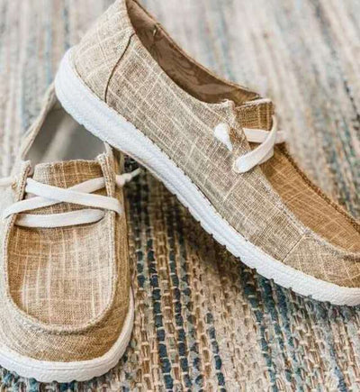 Damen Schnür-Slip-On-Schuhe aus Canvas