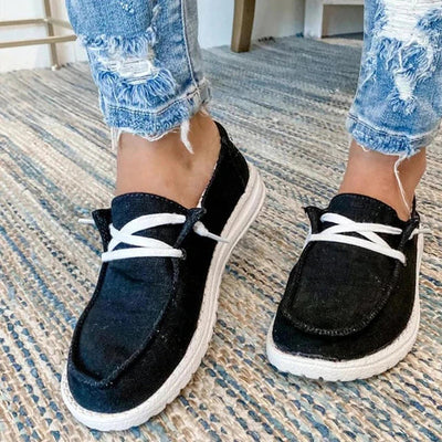 Damen Schnür-Slip-On-Schuhe aus Canvas