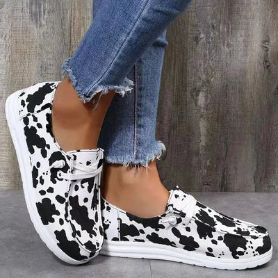 Damen Schnür-Slip-On-Schuhe aus Canvas