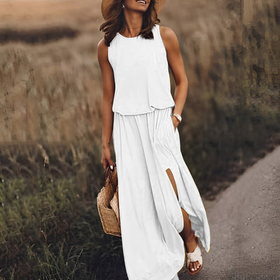 Ärmelloses Sommerkleid Mit Schlitz Für Damen | Maxi