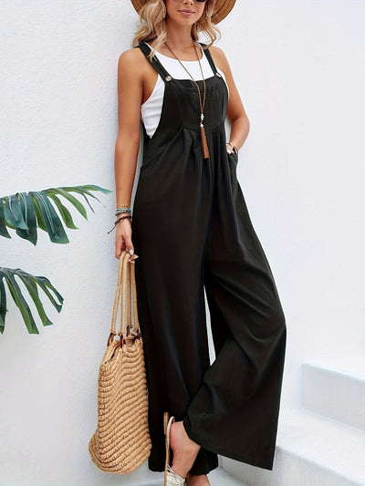 Ärmelloser Boho Leinen-Jumpsuit für Damen