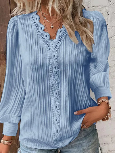 Langärmlige Bluse Mit V Ausschnitt Für Damen | Elegant