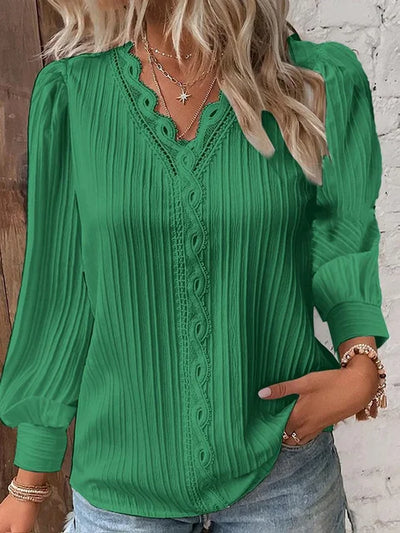 Langärmlige Bluse Mit V Ausschnitt Für Damen | Elegant