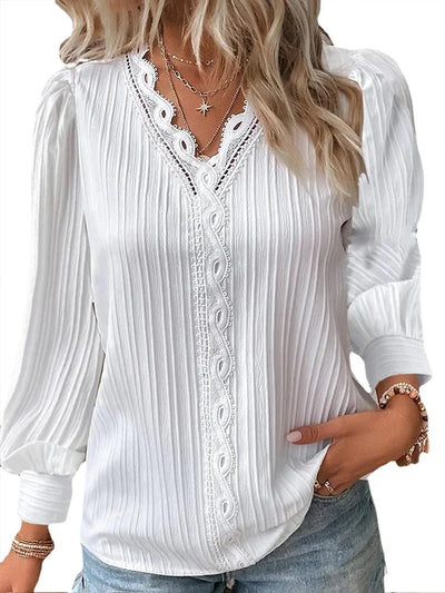 Langärmlige Bluse Mit V Ausschnitt Für Damen | Elegant
