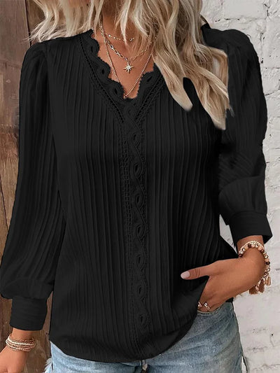 Langärmlige Bluse Mit V Ausschnitt Für Damen | Elegant