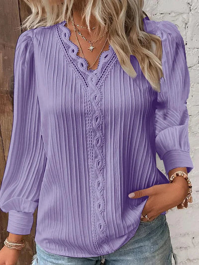 Langärmlige Bluse Mit V Ausschnitt Für Damen | Elegant