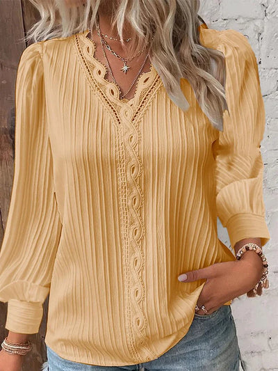 Langärmlige Bluse Mit V Ausschnitt Für Damen | Elegant