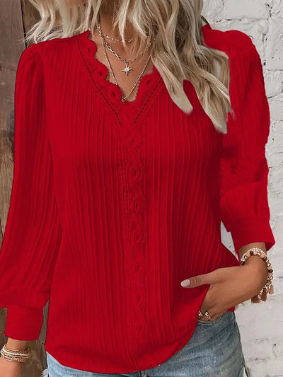 Langärmlige Bluse Mit V Ausschnitt Für Damen | Elegant