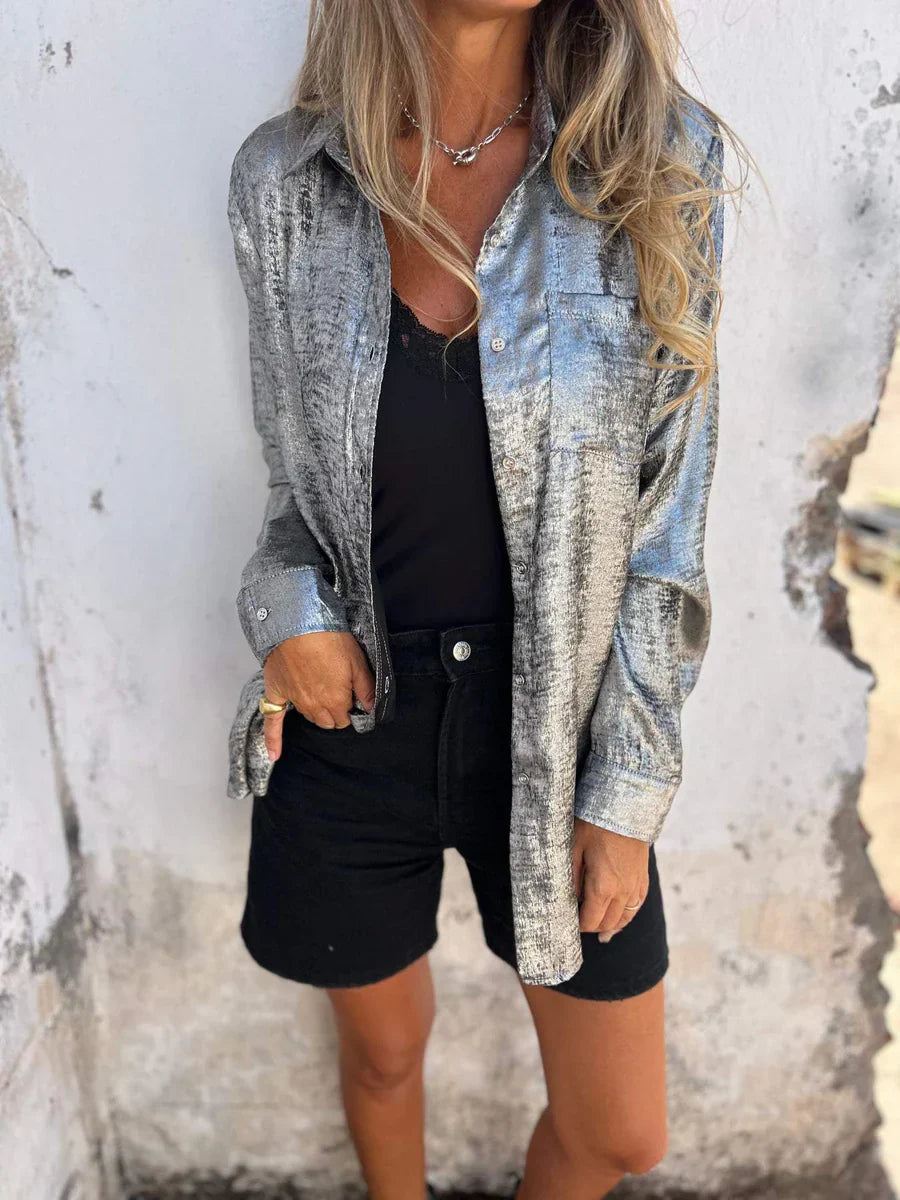 Langarmshirt Mit Pailletten Für Damen | Button Down