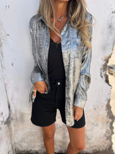Langarmshirt Mit Pailletten Für Damen | Button Down