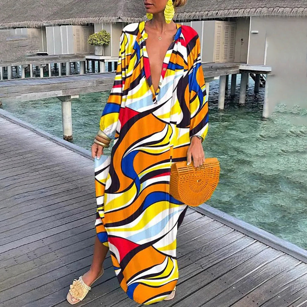Zavando – Luftiger eleganter Strandkaftan aus Chiffon mit Boho-Look