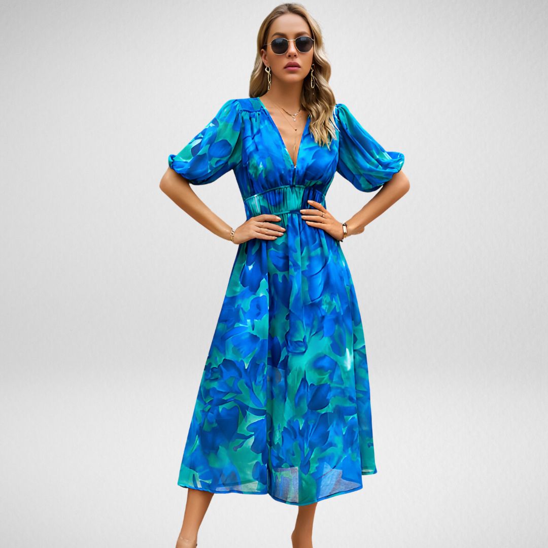 Zavando - Charmantes Kleid mit V-Ausschnitt