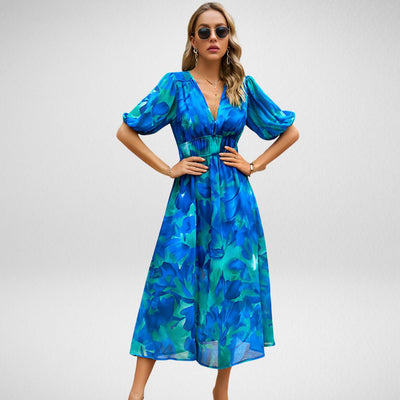 Zavando - Charmantes Kleid mit V-Ausschnitt