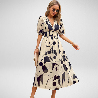 Zavando - Charmantes Kleid mit V-Ausschnitt