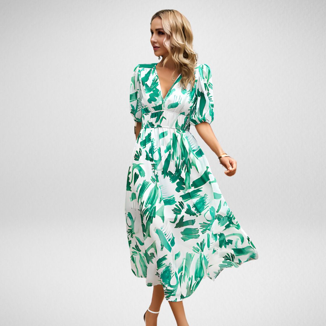 Zavando - Charmantes Kleid mit V-Ausschnitt