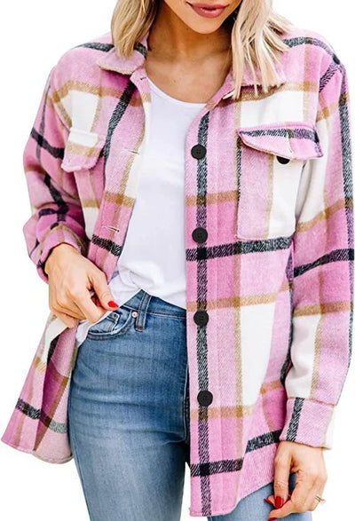Karierte Warme Damenjacke | Langarm