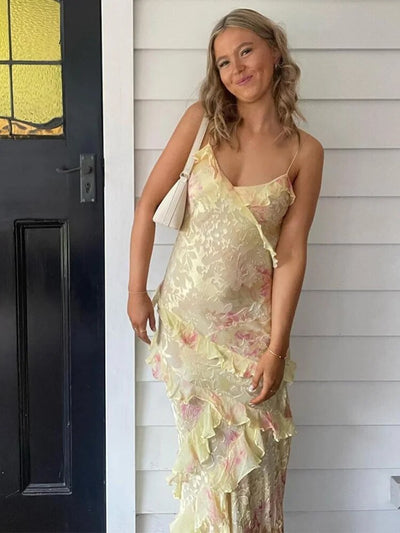 Damen Maxikleid mit mehreren Stufen