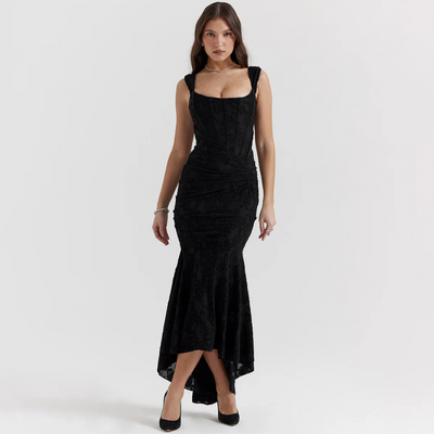 Zavando - Bodycon Maxi-Kleid mit Schulteröffnung