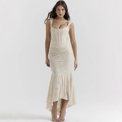 Zavando - Bodycon Maxi-Kleid mit Schulteröffnung