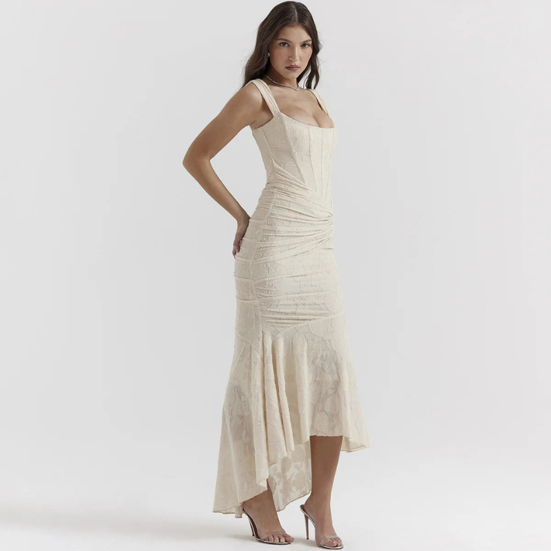 Zavando - Bodycon Maxi-Kleid mit Schulteröffnung
