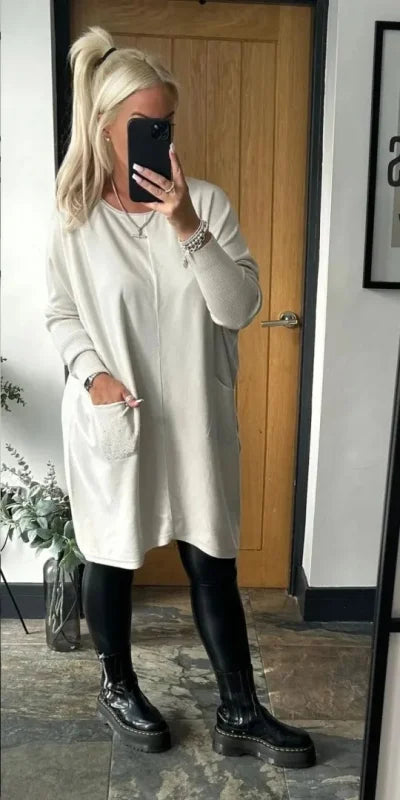Zavando - CurveEmbrace Waffel Komfort Kleid