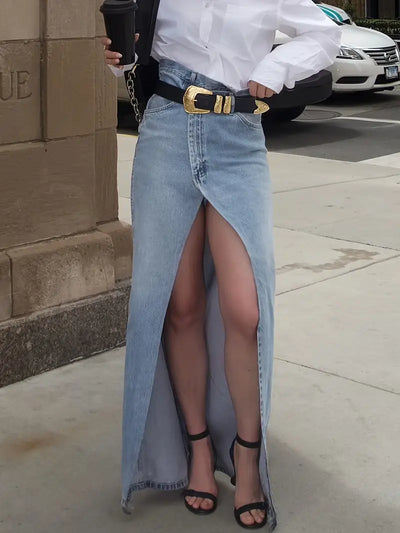 Zavando – Stylischer Jeansrock mit hohem Schlitz