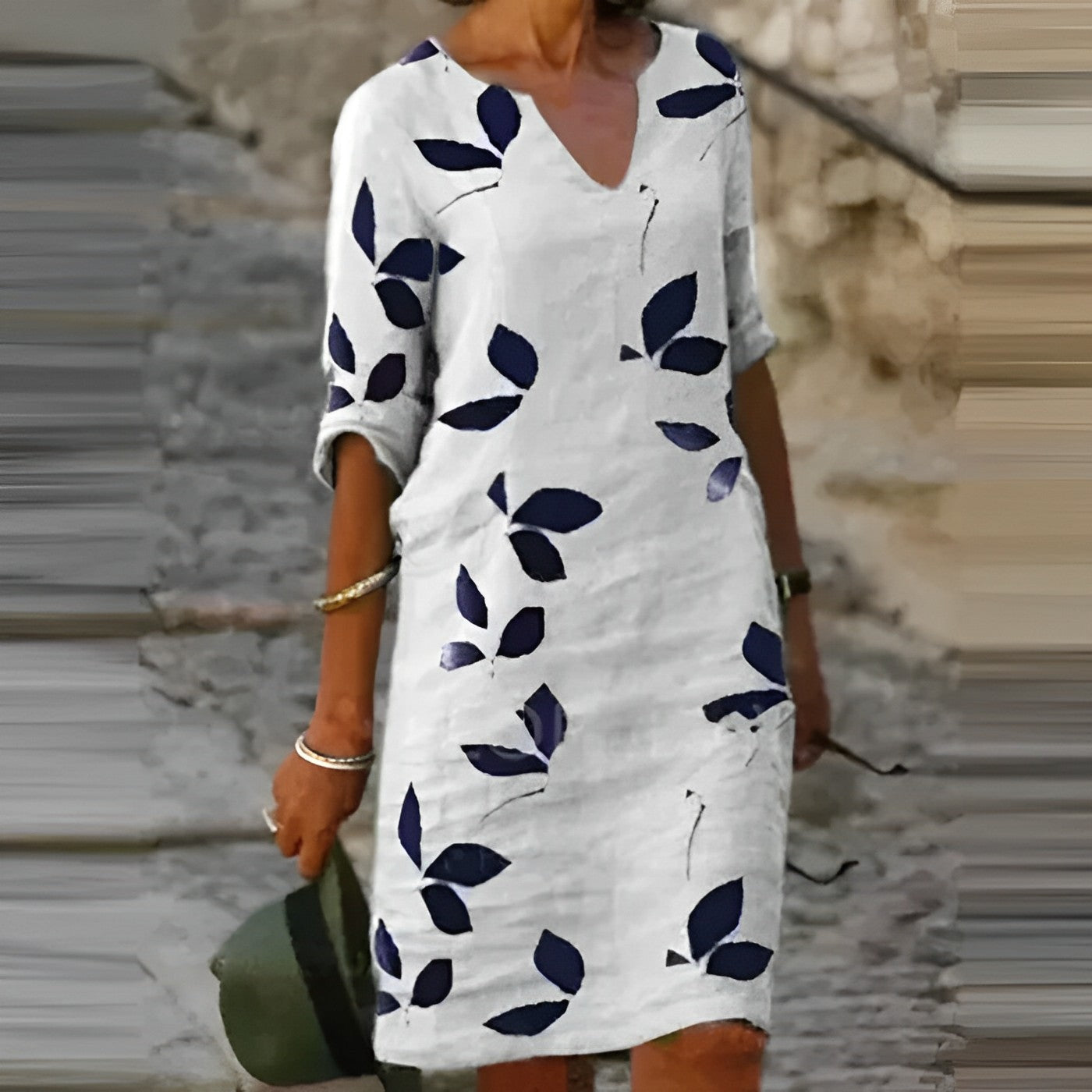 Bedrucktes Kleid Mit 3/4 Ärmeln Für Damen | Mini