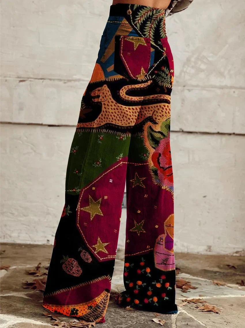 Zavando - Freizeithose mit Vintage-Druck