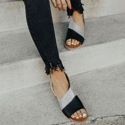 Zavando – Stilvolle zweifarbige Sandalen mit offener Spitze