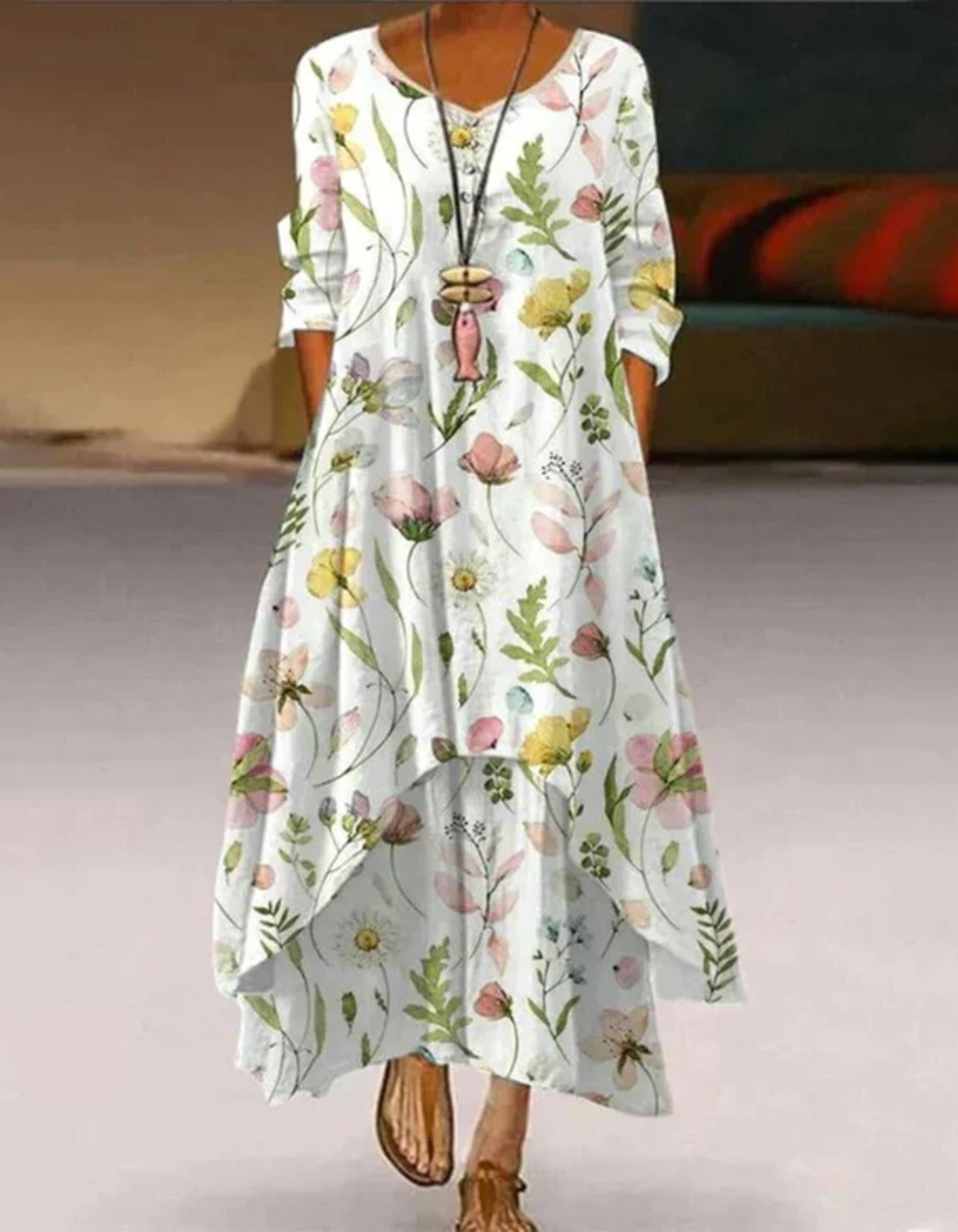 Zavando | Blumen Sommerkleid | Maxi