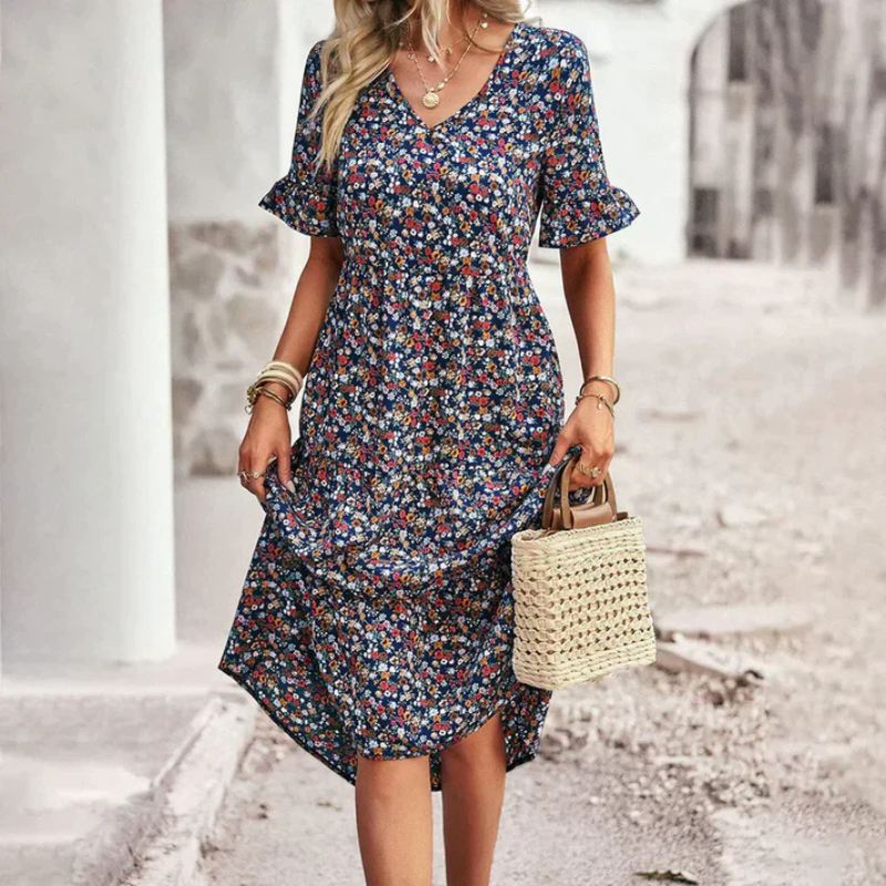 Zavando | Blumen Sommerkleid | Midi
