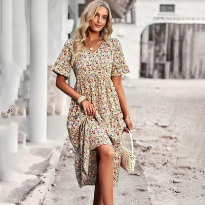 Zavando | Blumen Sommerkleid | Midi