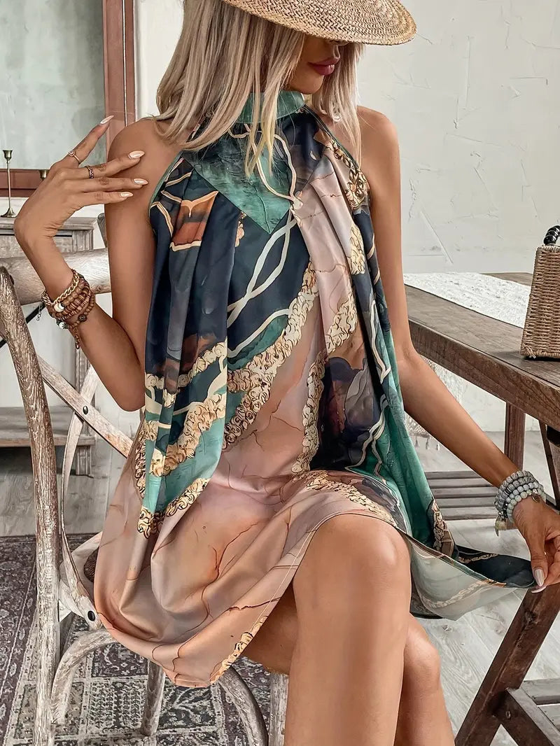Zavando – Künstlerisches Neckholder-Minikleid