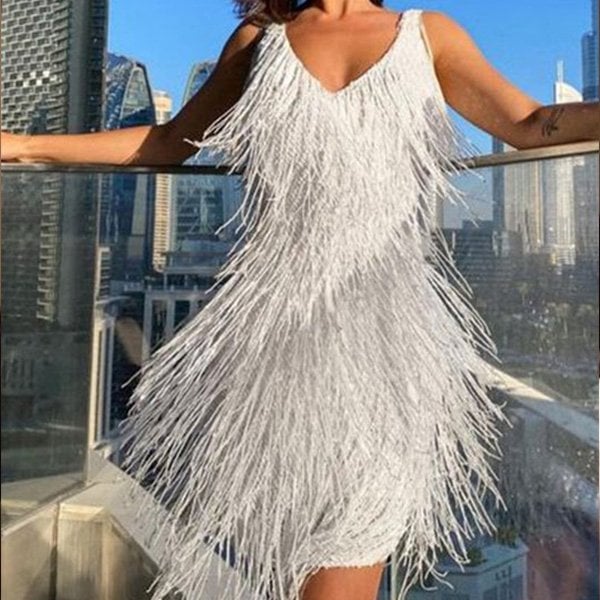 Zavando – Minikleid mit glänzenden Fransen