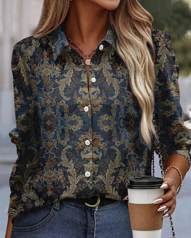 Zavando – Vintage-Bluse mit Knöpfen