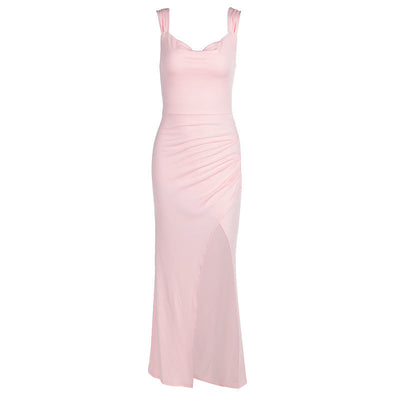 Damen Midi-Länge ärmelloses Kleid mit hohem Schlitz