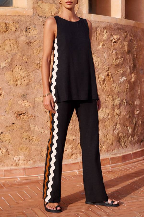 Zavando-Tanktop mit Weitbeiniger Relaxhose Set