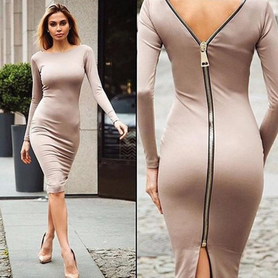 Zavando | Elegant Bodycon Kleid | Midi