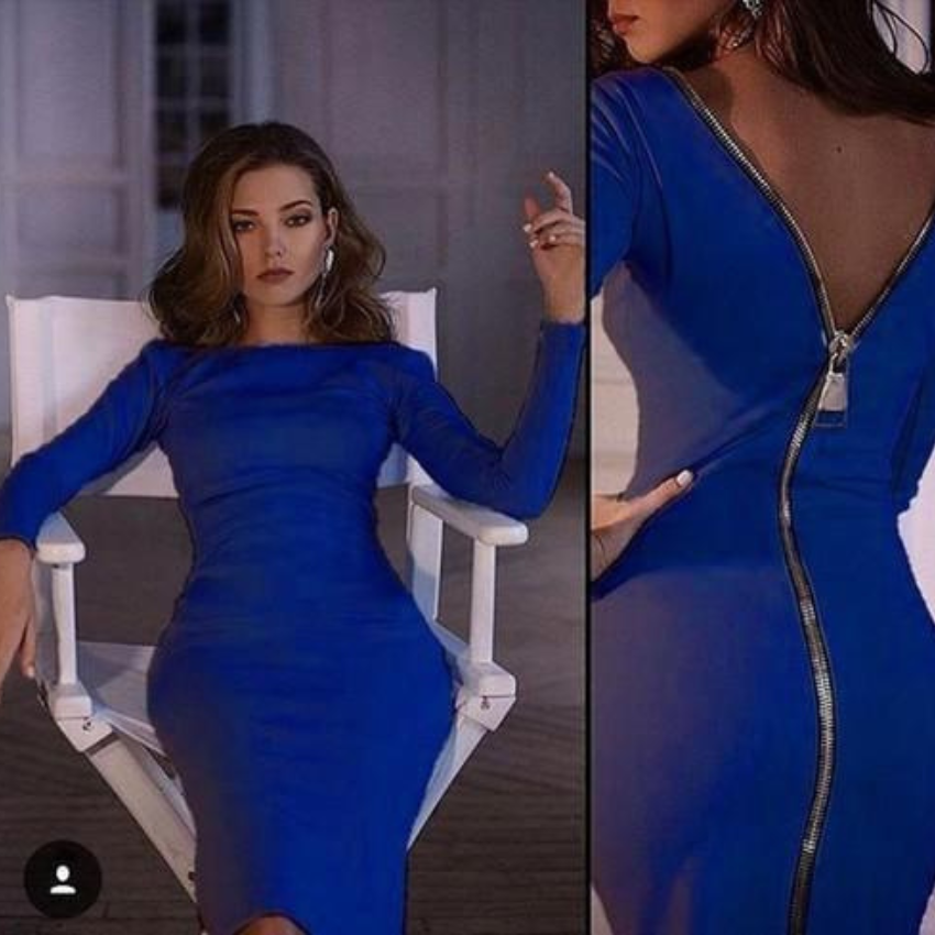 Zavando | Elegant Bodycon Kleid | Midi