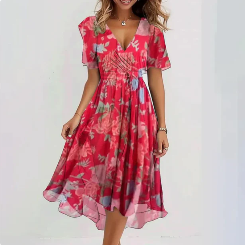 Zavando | Damen Elegant Midikleid | Wickelkleid