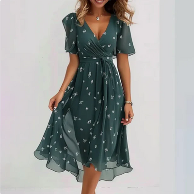 Zavando | Damen Elegant Midikleid | Wickelkleid