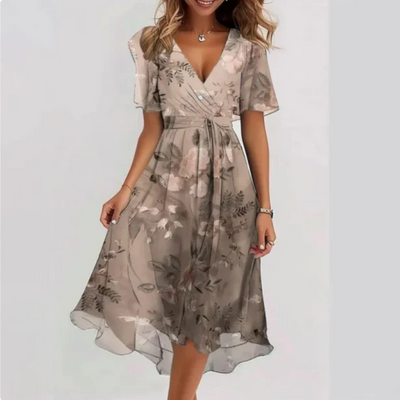 Zavando | Damen Elegant Midikleid | Wickelkleid